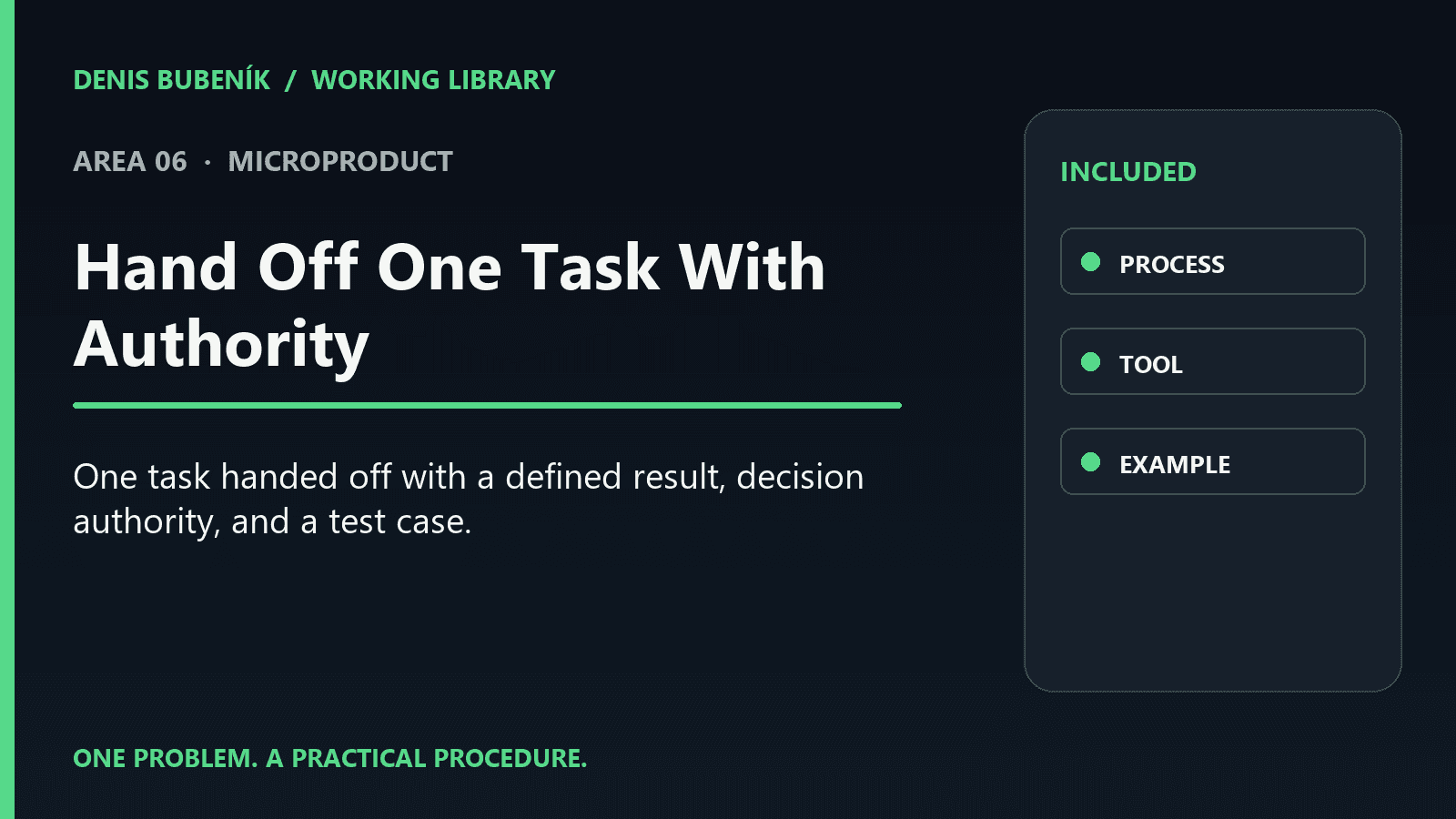 Cover for EN · Hand Off One Task With Authority | Microproduct