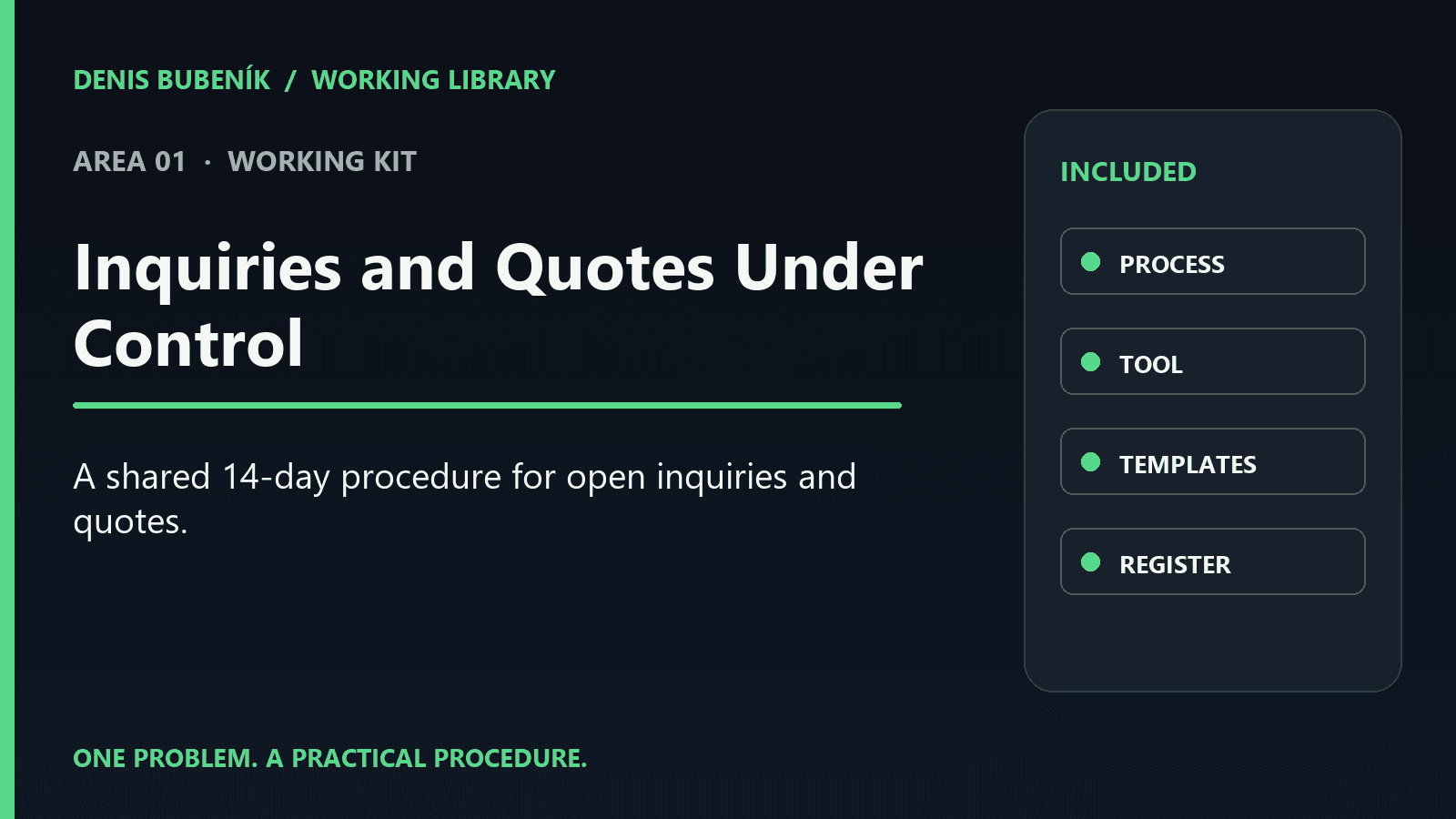 Cover for EN · Inquiries and Quotes Under Control | Working Kit