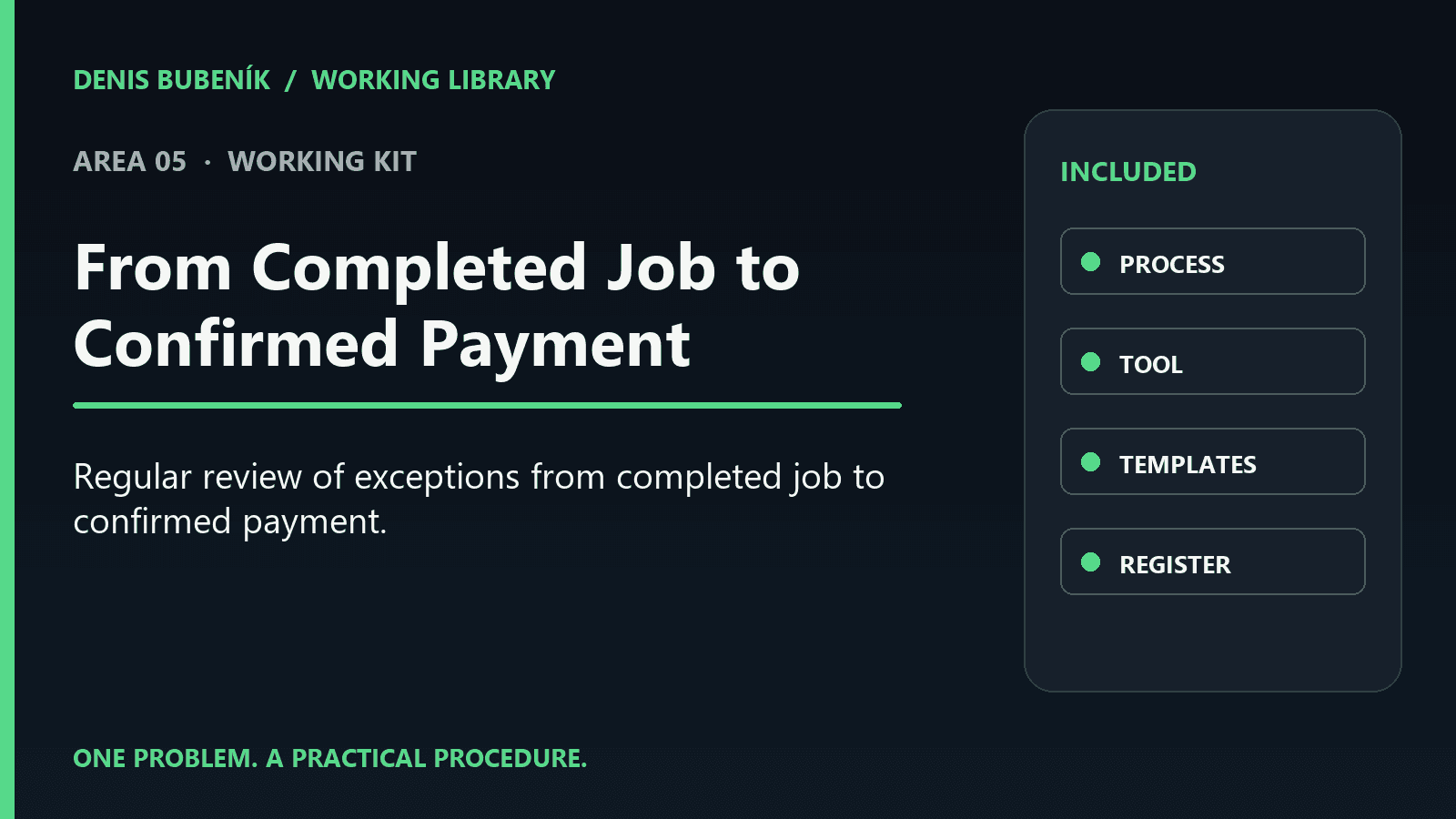 Cover for EN · From Completed Job to Confirmed Payment | Working Kit