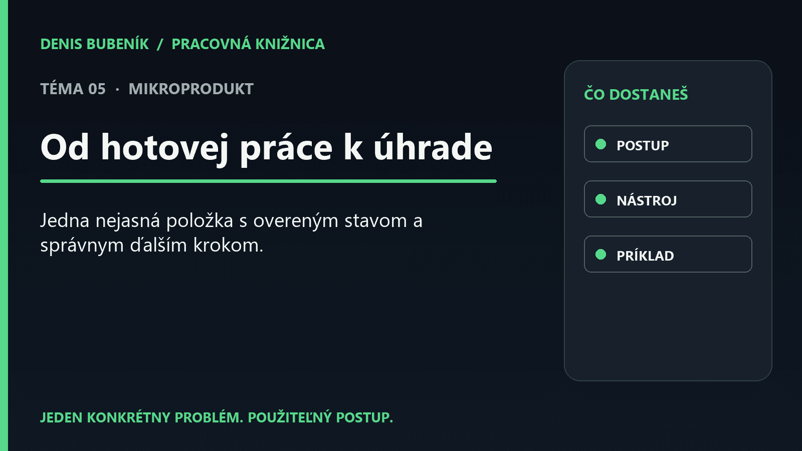 Titulka: Od hotovej práce k úhrade | Mikroprodukt