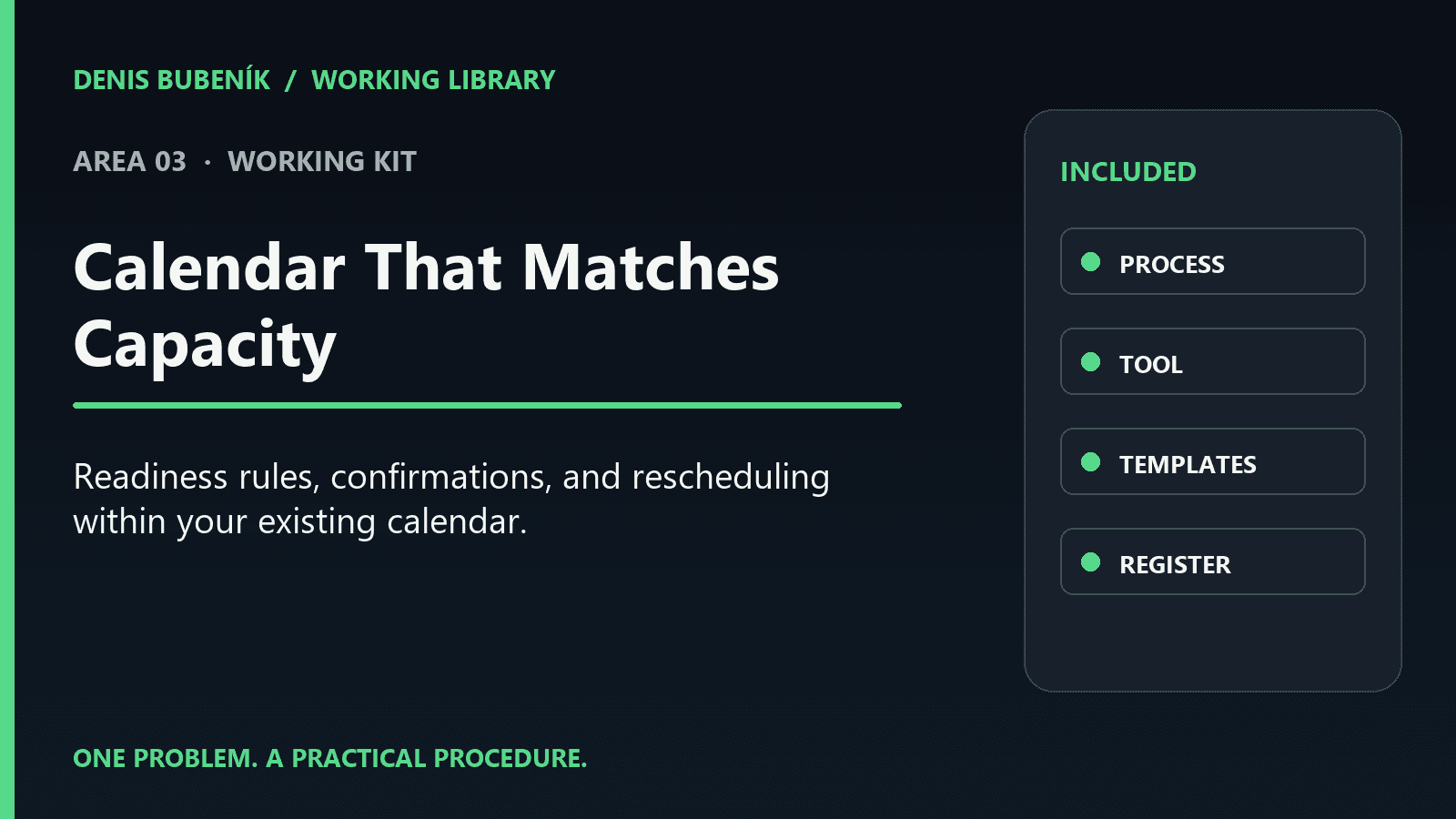 Cover for EN · Calendar That Matches Capacity | Working Kit