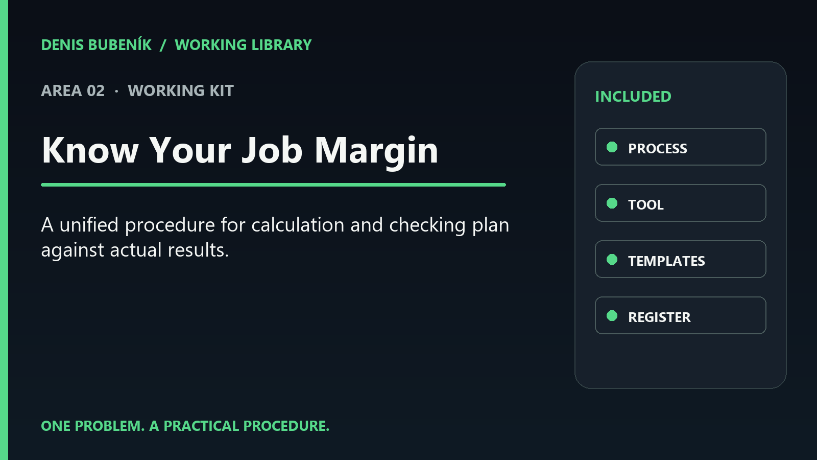 Cover for EN · Know Your Job Margin | Working Kit