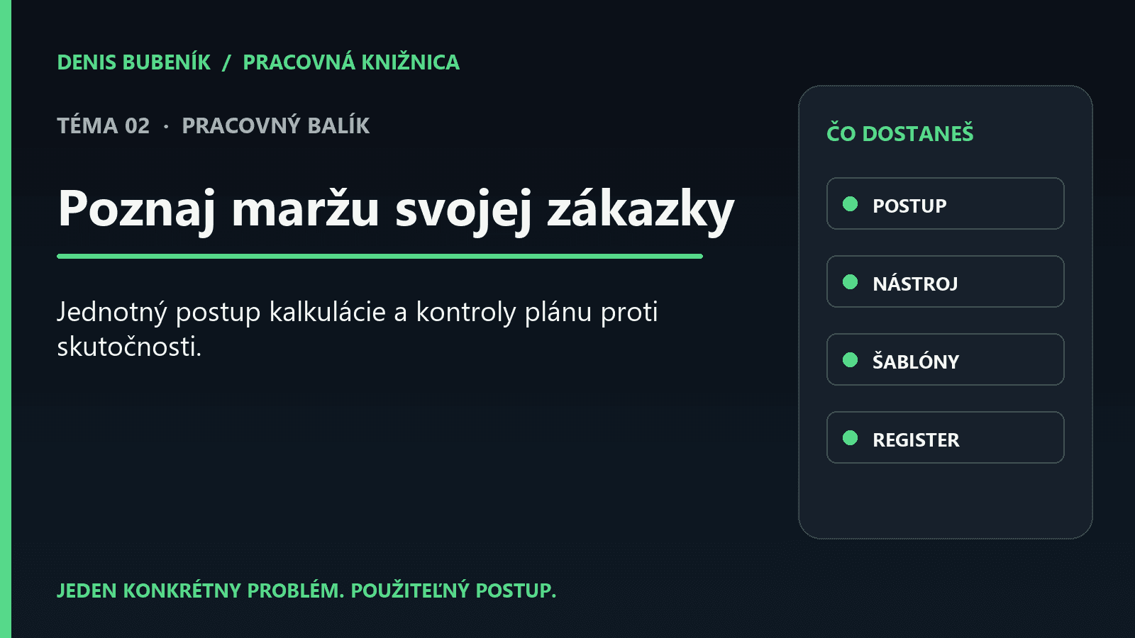 Titulka: Poznaj maržu svojej zákazky | Pracovný balík