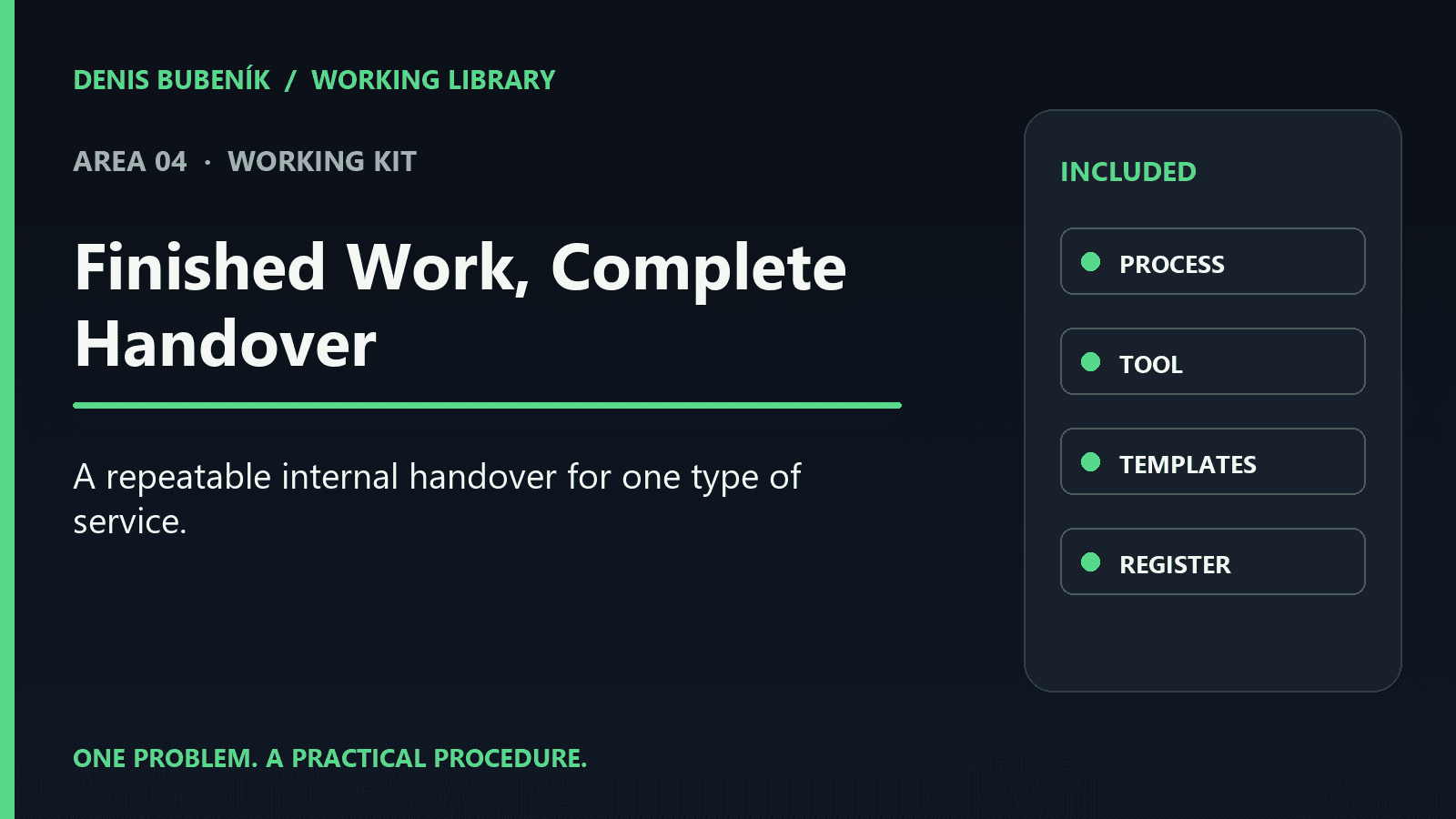 Cover for EN · Finished Work, Complete Handover | Working Kit
