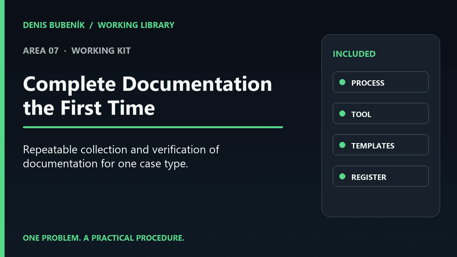 Cover for EN · Complete Documentation the First Time | Working Kit