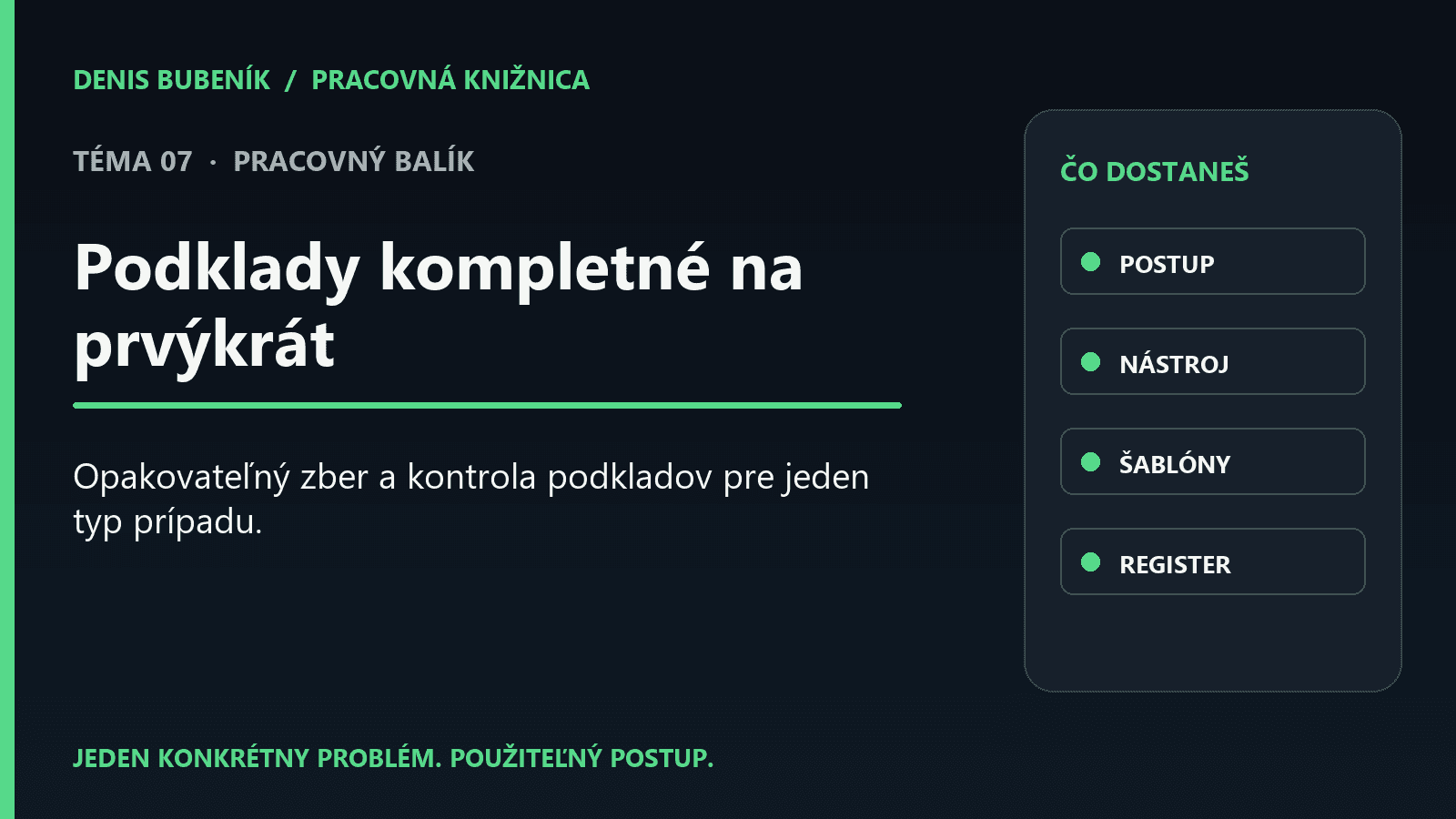 Titulka: Podklady kompletné na prvýkrát | Pracovný balík