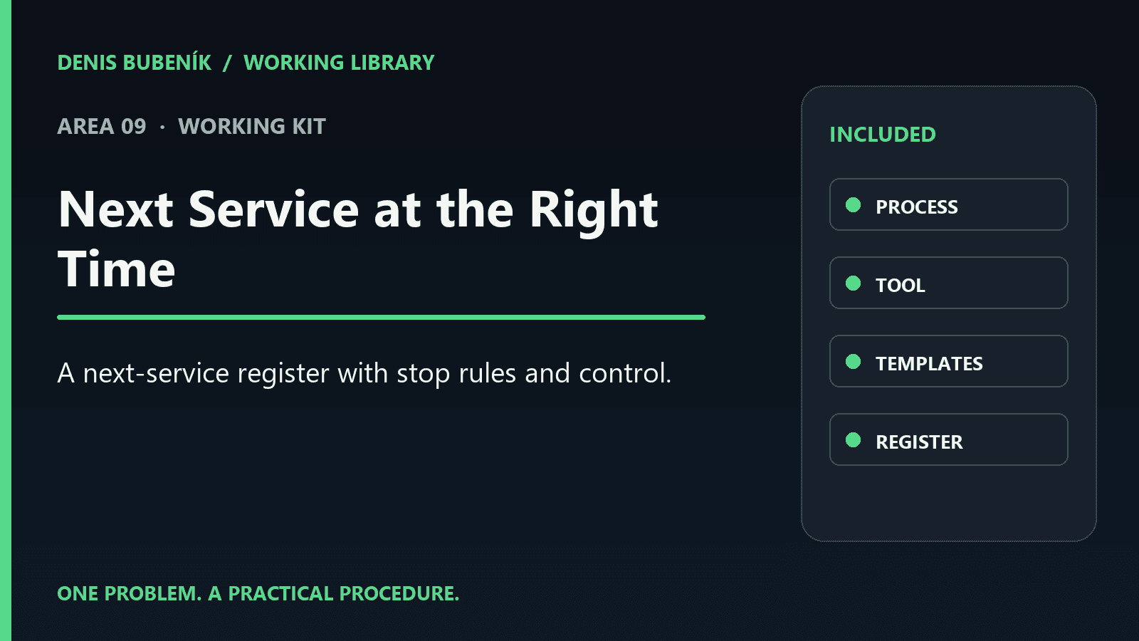 Cover for EN · Next Service at the Right Time | Working Kit