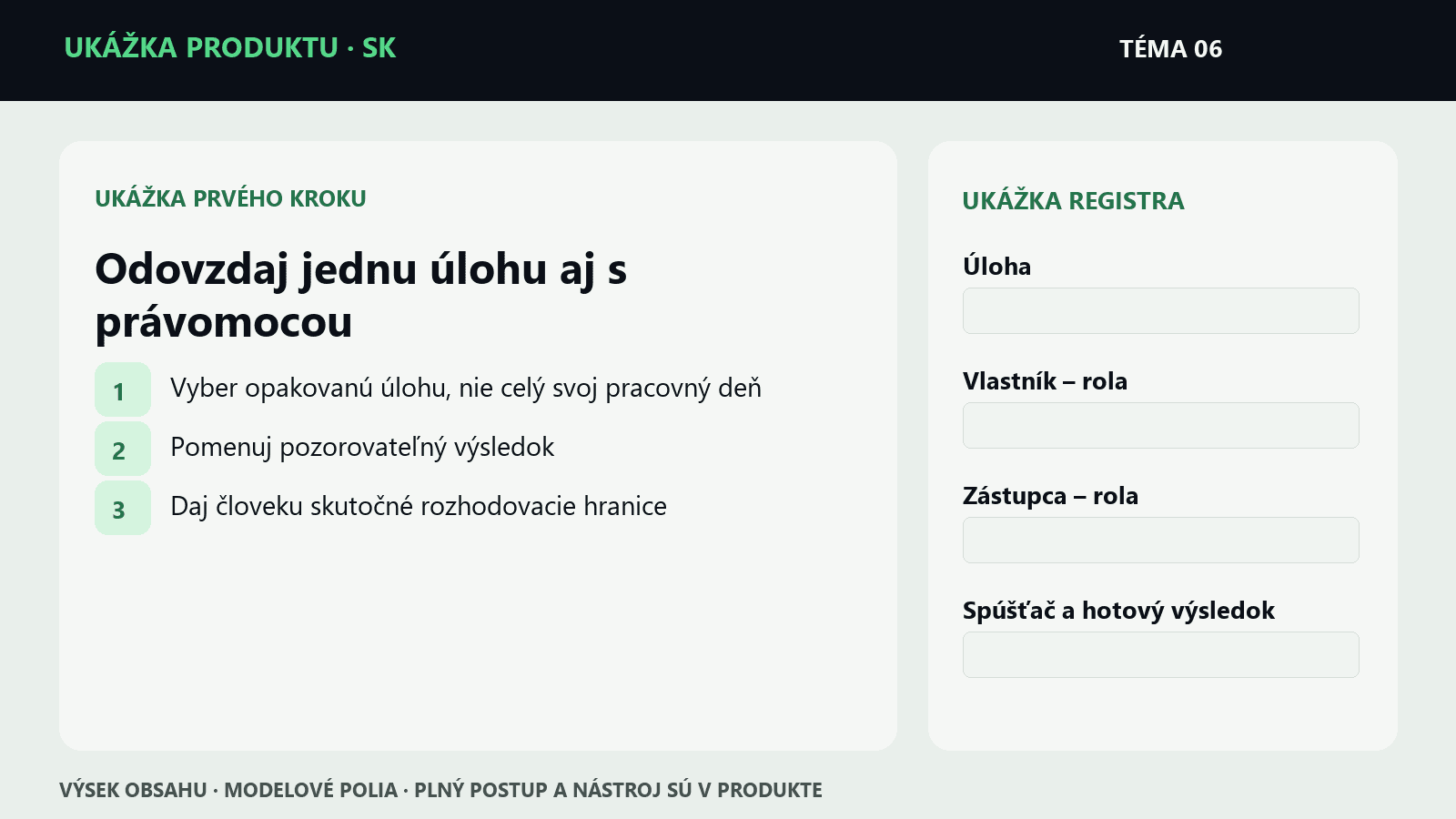 Ukážka krokov a polí z témy Odovzdaj jednu úlohu aj s právomocou | Mikroprodukt