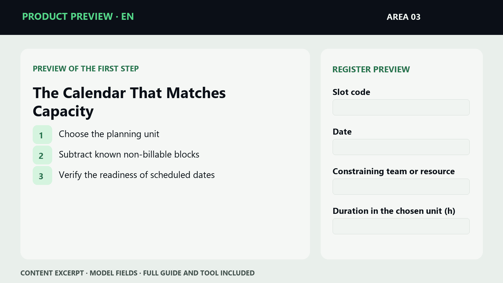 Sample steps and fields from EN · The Calendar That Matches Capacity | Microproduct