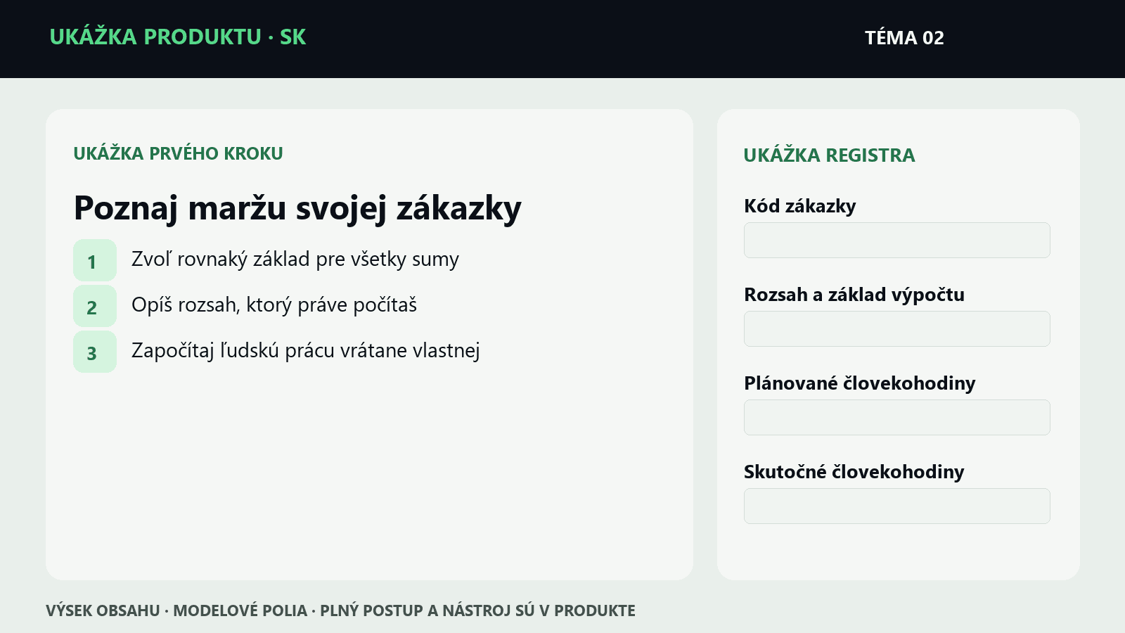 Ukážka krokov a polí z témy Poznaj maržu svojej zákazky | Mikroprodukt
