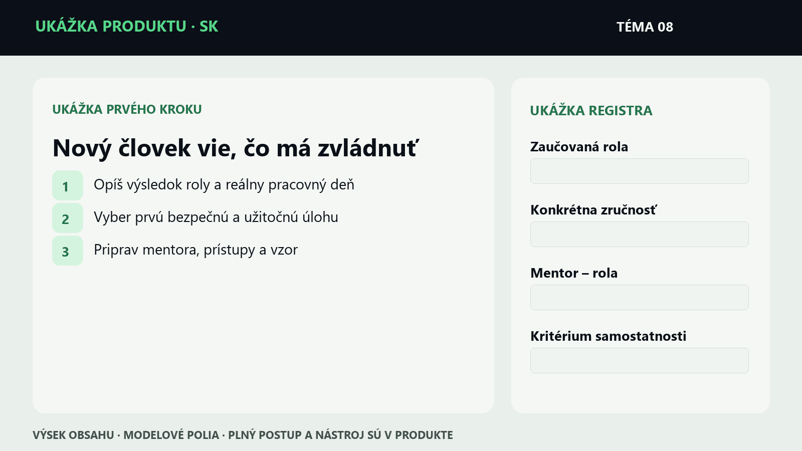 Ukážka krokov a polí z témy Nový človek vie, čo má zvládnuť | Mikroprodukt