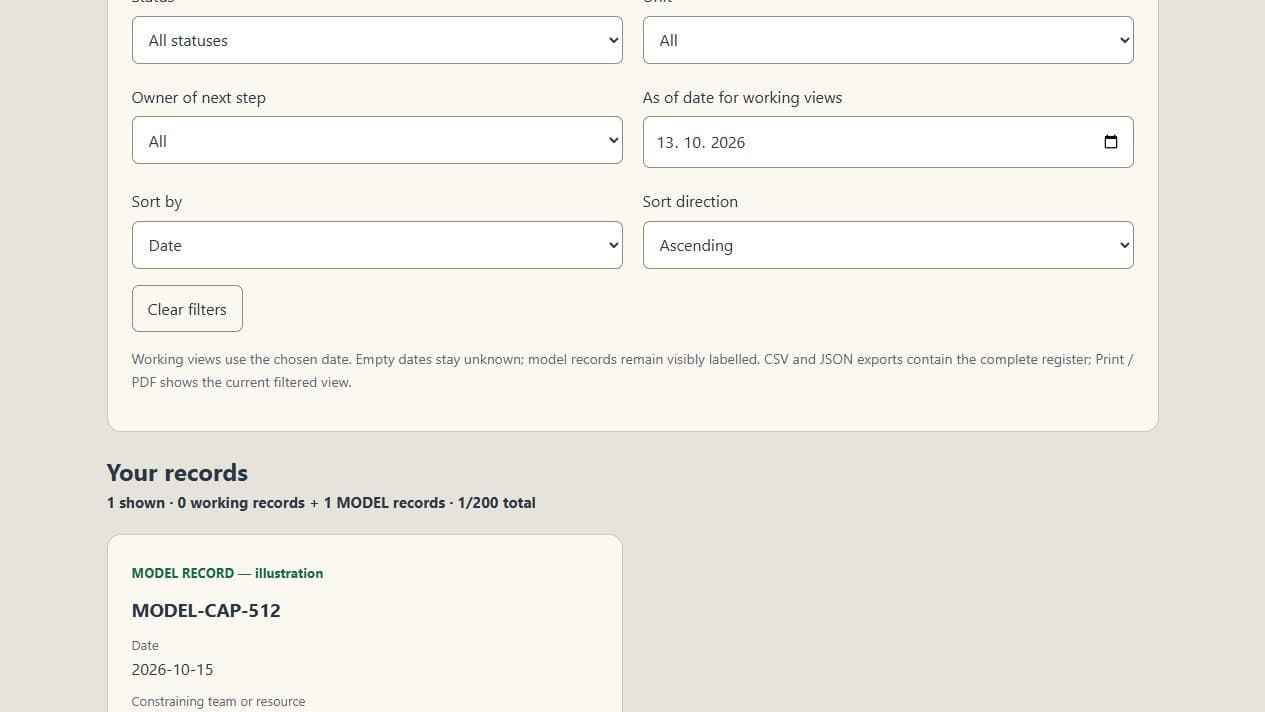 Job Delivery Toolkit: Working register